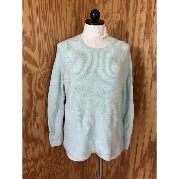 Eileen Fisher MERINO Wool Green Ribbed Stretch Sweater Size XS Oversized - Picture 1 of 8